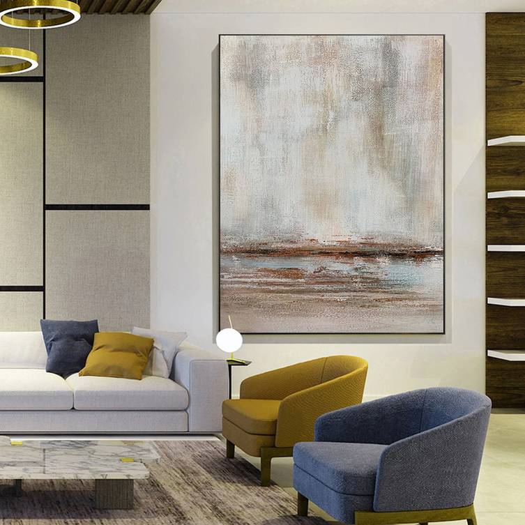 Room Painting Living Brown Abstract Canvas Wall Art 69KI3 wall art